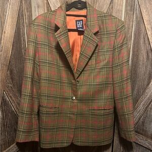 GAP Green and Red Plaid Blazer